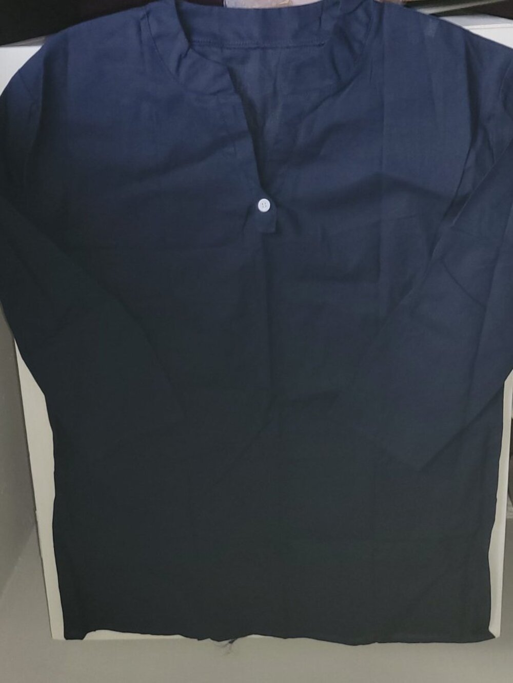 Navy Cotton Blend Long-sleeve
